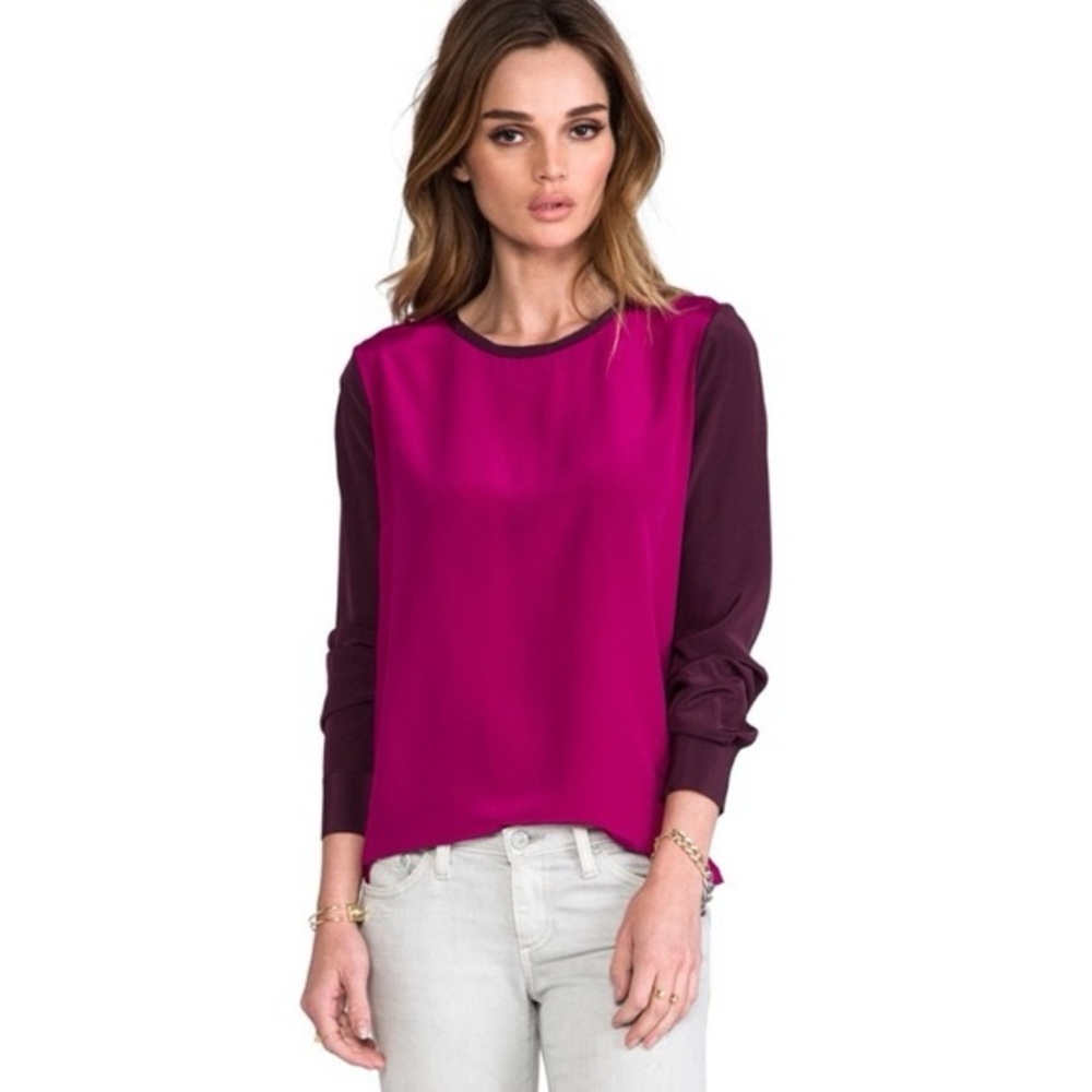 Diane Von Furstenberg Long sleeve Women's Magenta and Burgundy Top Sz 0